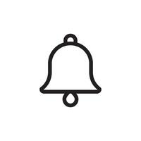 A simple black outline of a bell with a clapper on a white background vector