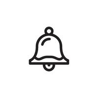 Illustration of a simple black outline bell icon on a plain white background vector