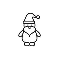 Illustration of a santa claus figure with a hat and a beard in black outline vector