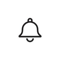 A simple black outline drawing of a bell with a clapper on a white background vector