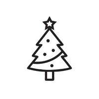 A simple christmas tree icon with star topper and circular ornaments design vector