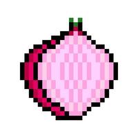 Half full red onion slice with pixel art vector