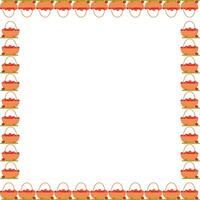 Apples in the basket frame. Hello autumn, thanksgiving decoration vector
