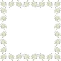 Magnolia flowers frame. Rectangle frame with linear flowers. Cute daisy empty frame box vector