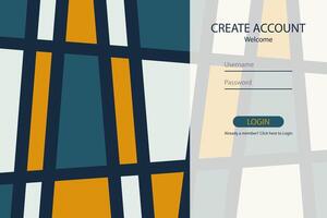 Flat design landing page. Login form user interface vector