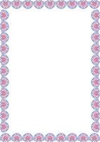 Spring flower pink purple template. Frame with flourish decoration. Cute empty frame box vector