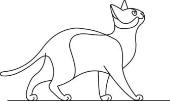 A walking cat in side profile, created with elegant, minimal line art and subtle curves vector