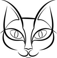 An abstract outline of a cat face with triangular ears and almond shaped eyes vector