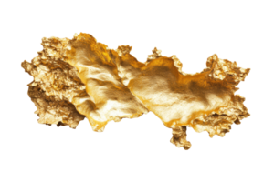 Irregular gold nugget with shiny textured surface png