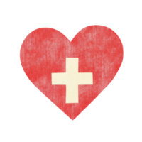 Heart-shaped red cross symbolizing healthcare and safety png