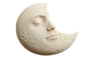 Serene crescent moon with human face in profile view png