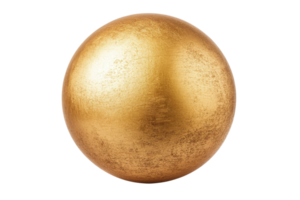 Golden sphere with textured surface shining brightly png