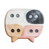 Abstract ceramic face sculpture with geometric shapes and textured surface png