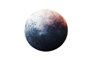 Frozen planet with icy craters and subtle surface color variations png