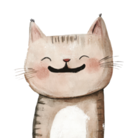Playful cartoon cat with smile and blush png