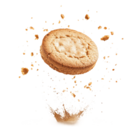 Soaring chocolate chip cookie with dynamic crumbs png