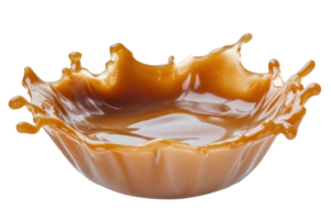 Caramel splash creating a dynamic circular bowl shape in motion png