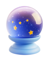 Starry night galaxy globe with yellow stars on blue stand png