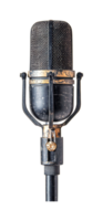 Vintage microphone with retro design and metal grill png