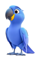 Blue cartoon parrot with big eyes and expressive face in standing pose png
