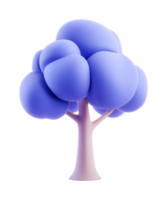 Abstract blue tree icon with puffy rounded shapes and a simple brown trunk png