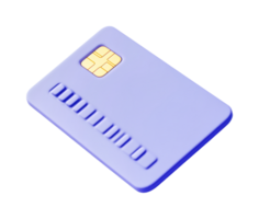 Blue credit card design with chip and embossed numbers png