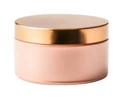 Minimalist cosmetic cream jar with gold lid for skincare and beauty packaging png