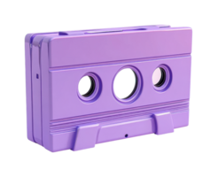 Retro purple audio cassette with unique circular design on black backdrop png