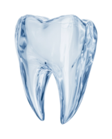 Transparent glass tooth artwork with detailed curved edges on solid background png