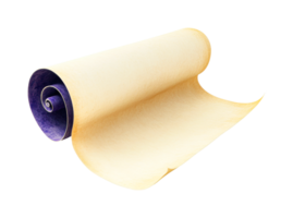 Rolled ancient scroll with textured edges and purple inner layer png