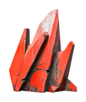 Angular red rock formation with cracks png