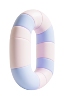 Pastel soft tubular number zero with smooth rounded segments png