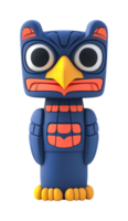 Colorful owl figurine with geometric patterns and large eyes png
