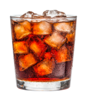 Refreshing glass of soda with ice cubes png
