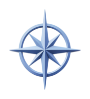 Blue compass rose symbol with eight points for navigation and directional guidance png
