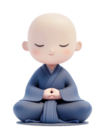 Smiling cartoon monk in meditation pose with closed eyes png