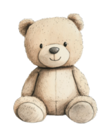 Cute plush teddy bear with smiling face and soft fur png