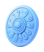 Blue circular emblem with intricate design and raised patterns png