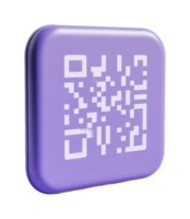 3d roxa qr código em arredondado quadrado botão ícone png