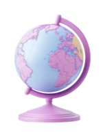 Colorful globe showing continents and oceans on rotating stand png