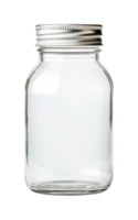 Clear glass bottle with metal cap for liquids or storage png
