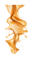 Flowing caramel splash with dynamic swirls and drops png
