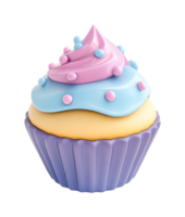 Colorful cupcake with swirled frosting and decorative sprinkles png