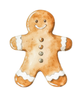 Smiling gingerbread cookie with white icing details png