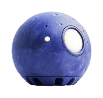 Futuristic moon-inspired sphere with circular window and textured surface png