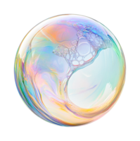 Iridescent bubble with swirling patterns and soap texture png
