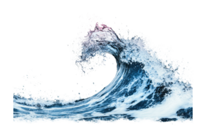 Powerful ocean wave in motion with splashing foam png