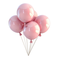 Three pink balloons floating strings attached to a white , evoking a sense of joy, celebration, and lightness, perfect for festive occasions oristic expressions. png