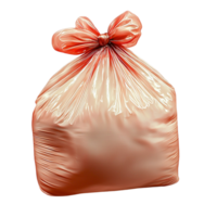 Gift bag wrapped in pink ribbon bow, elegant presentation soft pink hues and a delicate bow that adds a charming touch to the gift. png