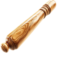 Wooden rolling pin sturdy handles, designed for rolling dough during baking, an essential kitchen tool for pastry preparation. png